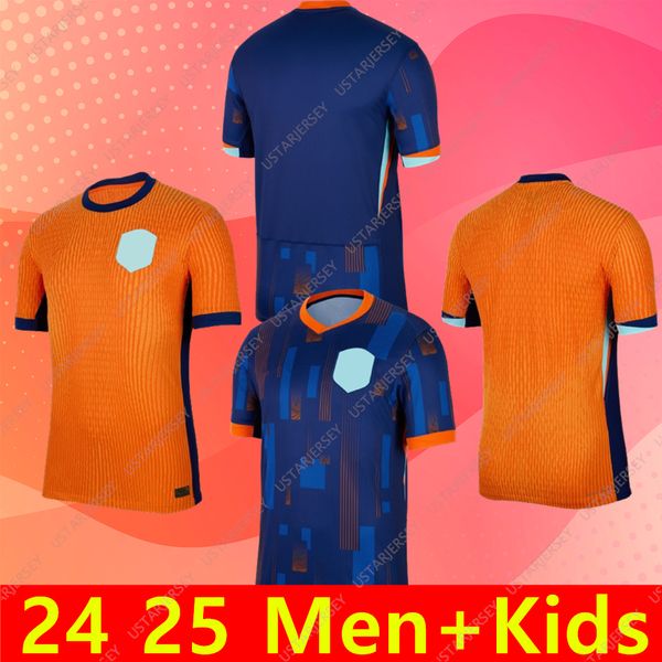 Euro 2025 Cup Maglia da calcio olandese MEMPHIS DE JONG VIRGIL DE LIGT GAKPO DUMFRIES BERGVIJN KLAASSEN Maglia da calcio per tifosi da uomo Kit per bambini 24 25 Home Away