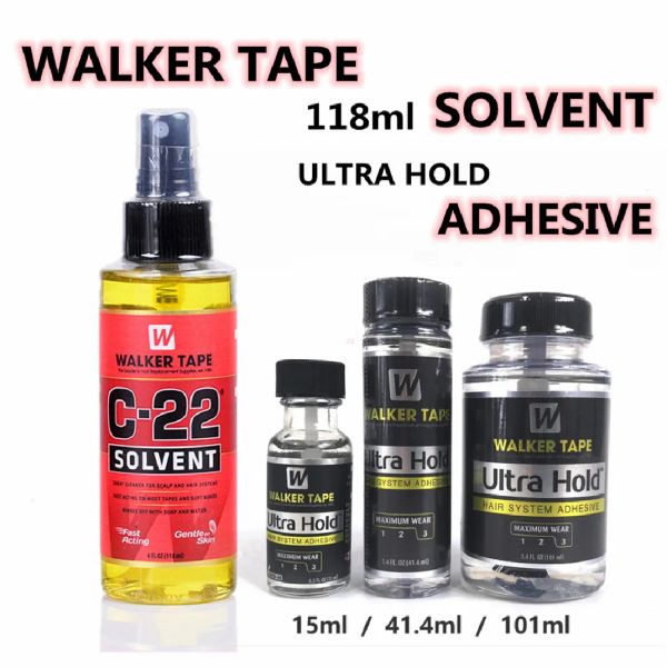 Adesivi C22 118 ml (4 once) solvente per parrucca in pizzo/parrucchino/chiusura/nastro per estensioni dei capelli Dispositivo di rimozione della colla ad azione rapida + nastro Walker Colla a tenuta ultra