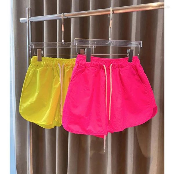 Pantaloncini da donna Pantaloni larghi da corsa da donna Casual da spiaggia per colori fluorescenti Abbigliamento da ciclismo elastico femminile