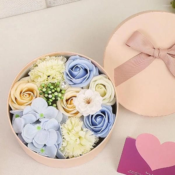 Dekorative Blumen, Seifenblume, Geschenkbox, kreative Rose, Hochzeit, Party, Dekoration (blau)