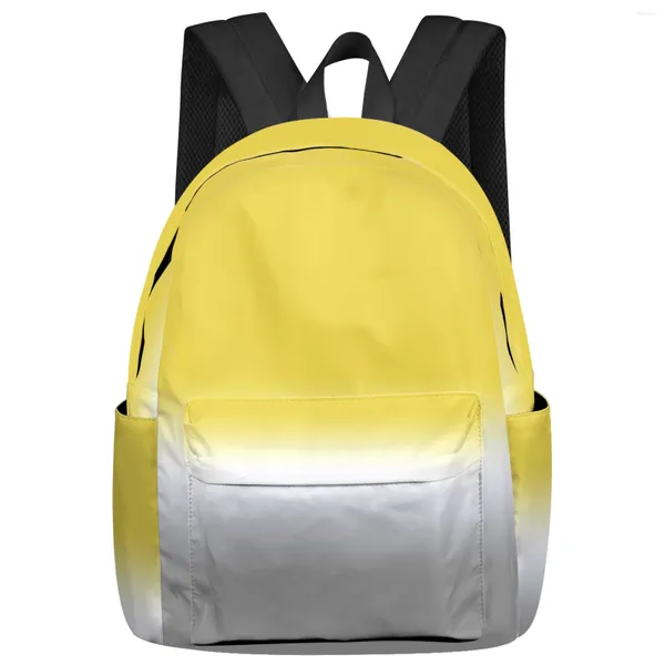 Mochila Amarelo Branco Gradiente Cor Mulheres Homem Mochilas Escola À Prova D 'Água Para Estudante Meninos Meninas Laptop Bags Mochilas