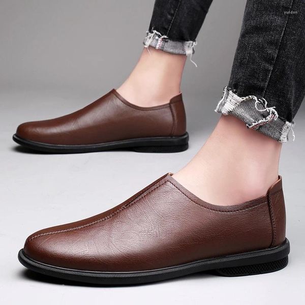 Casual Schuhe Frühling Herbst Mann Stilvolle Faulenzer Reise Slip Auf Elegantes Runde Kappe männer Mokassins Leder Wohnungen Männlichen