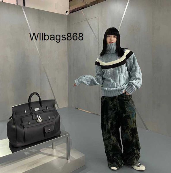 Handtasche aus echtem Leder L Designer-Tasche Tote Custom Style Tidal Bags Großes Platin 50 cm Hac Unisex-Gepäck für Geschäftsreisen Kapazität Handheld