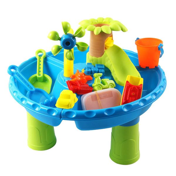 Sandspiel-Wasserspaß Sandwassertisch-Set Kinder Sommer Strandspielzeug Outdoor Garten Sandkasten für Jungen Spieltisch Eimer Meer Kleinkind Strandspielzeug Geschenk 240321