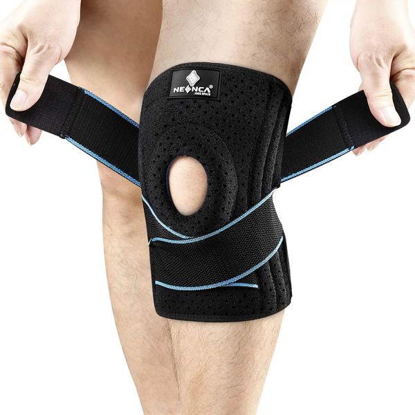 Joelheira de segurança com estabilizadores laterais para dor no joelho de rasgo do menisco ACL MCL Recuperação de lesões Suporte de joelho ajustável para homens e mulheres
