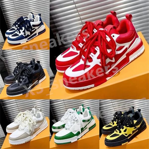 Designer Homens Sneaker Virgil Trainer Sapatos Casuais Baixo Bezerro Couro Abloh Branco Verde Vermelho Azul Sobreposições Plataforma Ao Ar Livre Mulheres Sapatilhas Tamanho 36-45 S21