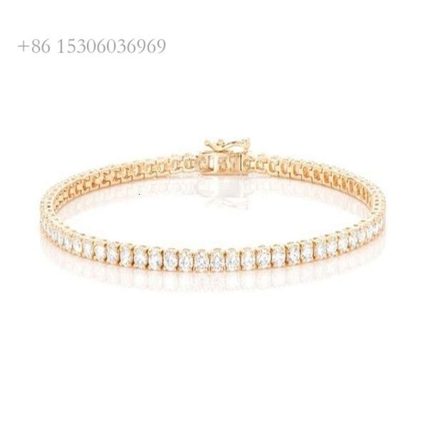 Im Labor gezüchteter Diamant 7Pt Prong Set Armband 10K Gelbgold Tennisarmbänder für Frauen Höchste handwerkliche Qualität