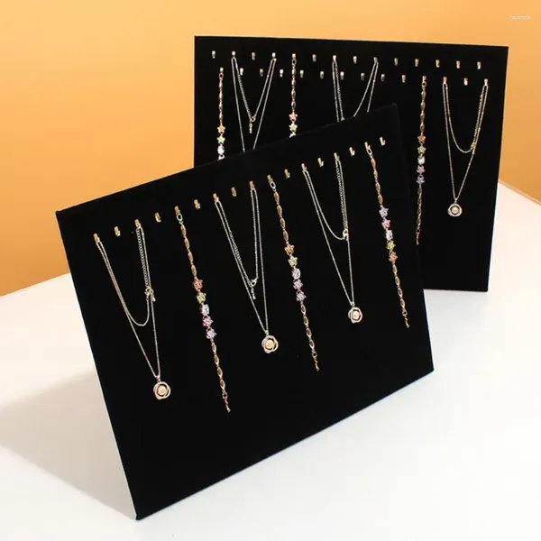 Bolsas de jóias Suporte de exibição de veludo preto Organizador macio com acessórios femininos
