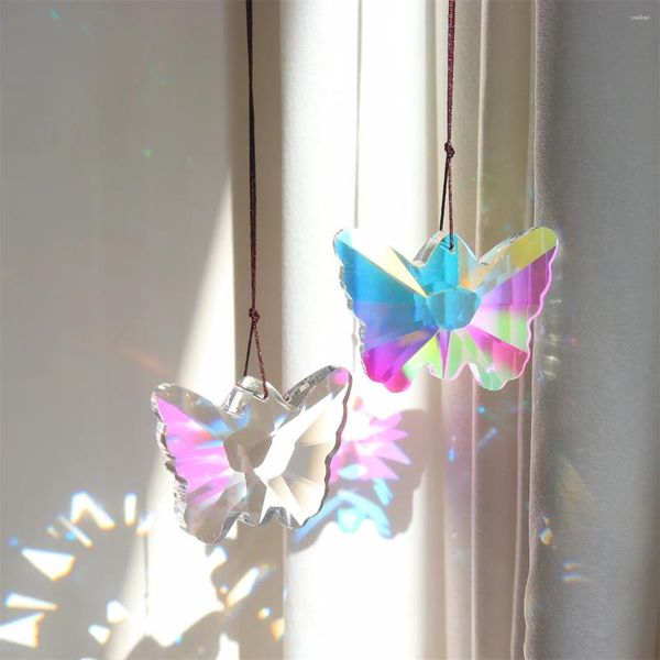 Decorações de jardim borboleta sun catcher cristal vitral suncatcher pendurado decoração arco-íris fabricante para janela ornamento decoração ao ar livre