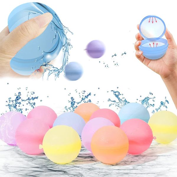 Su balonları yeniden kullanılabilir yeniden doldurulabilir su balonu hızlı dolgu kendini sızdırmaz su bombası sıçrama topları çocuklar için yüzme dövüş havuzu