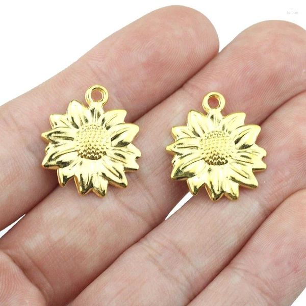 Charms 10 Stück 19 22 mm Goldfarbe Sonnenblume für DIY handgefertigte Anhänger Schmuckherstellung Halskette Ohrringe Zubehör