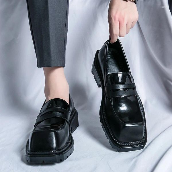 Scarpe casual Mocassini da uomo Con suola spessa Festa di nozze Nero Trattativa d'affari formale Antiscivolo Indossabile