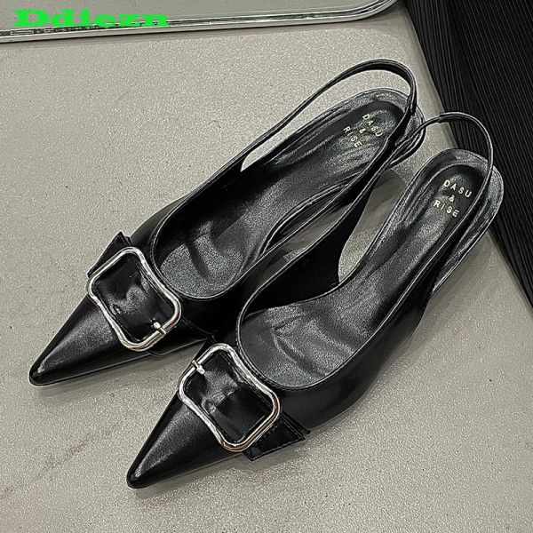 Pompa di moda Pompe a basso tallone Slide da donna scarpe da donna puntate sandali femminili neri da donna poco profonde scarpe in denim tacco