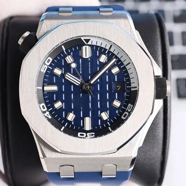 Herrenuhren, automatische mechanische Uhr, 42 mm, super leuchtende Tauch-Business-Armbanduhr, Gummi, wasserdicht, Geschenk für Männer, mehrfarbig