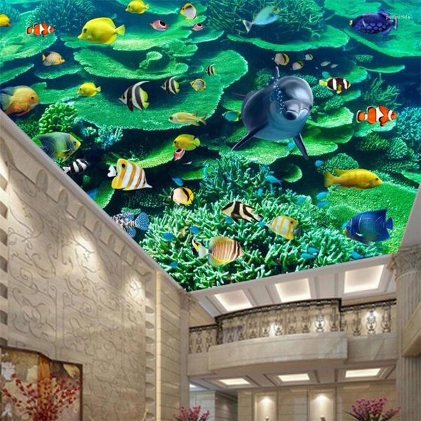 Duvar Kağıtları Özelleştirme Fantezi Sualtı Dünya Mercan Tavan Kidal Özel Büyük Duvar Kağıdı Papel De Parede 3D Para Quarto