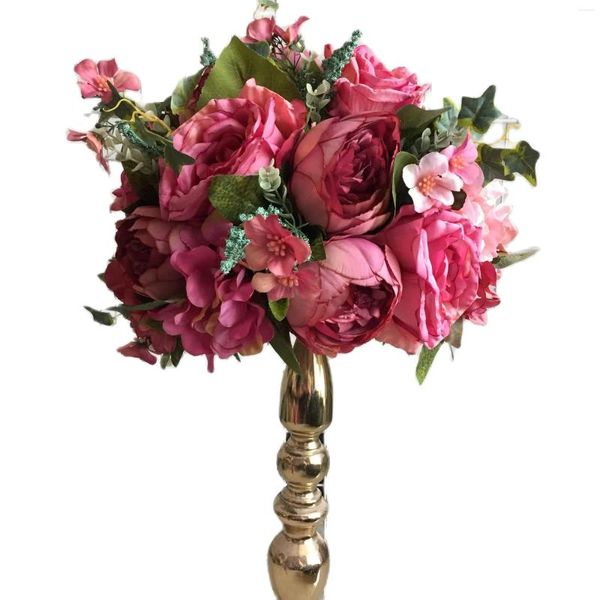 Fiori decorativi TONGFENG 10 pz/lotto seta artificiale rosa peonia tavolo di nozze centrotavola palla fiore decorazioni sullo sfondo della parete