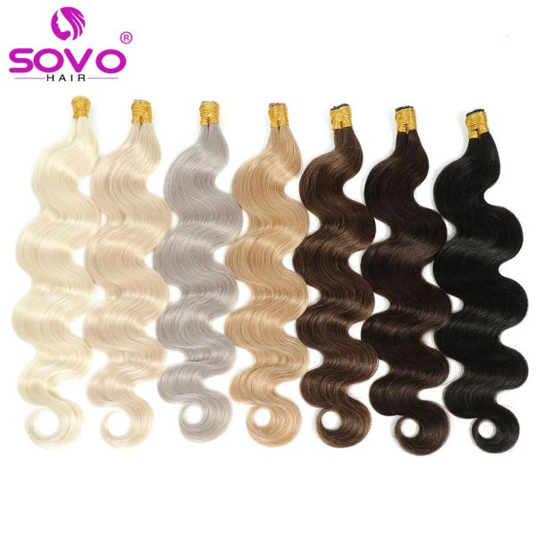 Extensões pré ligadas queratina vara itip remy extensão do cabelo humano fusão quente peça de cabelo liso onda do corpo 0.8 g/strand para fornecimento de salão de beleza