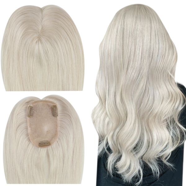 Toppers ugeat cabelo topper natural cabelo humano loira mono base 3*5 polegada mulheres peruca invisível parte livre cabelo toppers extensão do cabelo