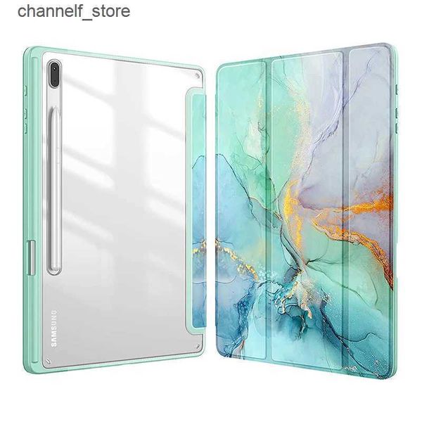 Tablet PC Hüllen Taschen Wake Up mit Stifthalter für Samsung Galaxy Tab S9 Plus Hülle Transparente Rückseite Abdeckung Tab S7 S8 Plus FE 12.4 S6 Lite 10.4 FundaY240321Y240321