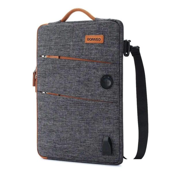 Capas para laptop Mochila Domiso 11 13 14 15,6 17,3 polegadas Bolsa à prova d'água Poliéster com porta de carregamento USB Fone de ouvido Buraco Manga para notebook Dr Otyd2