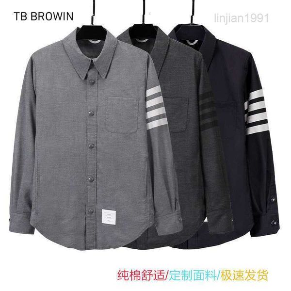 Moletom com capuz masculino TB BROWIN nova camisa de lã para homens e mulheres tb fio tingido camisa casaco casual coreano