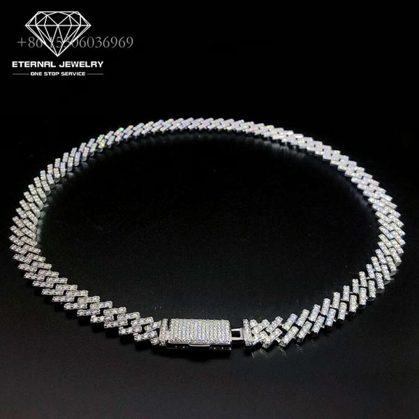 8-26 18 Zoll Solid S Silber 9K 10K 14K Gold 10 mm Moissanit Diamant Iced Out kubanische Kette Hip Hop Tennis Halskette für Männer