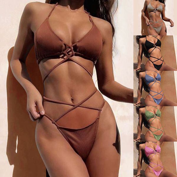 Costumi da bagno bikini Designer Bikini di lusso bikini a triangolo Costume da bagno diviso sexy da donna Con protezioni per il petto senza supporto in acciaio