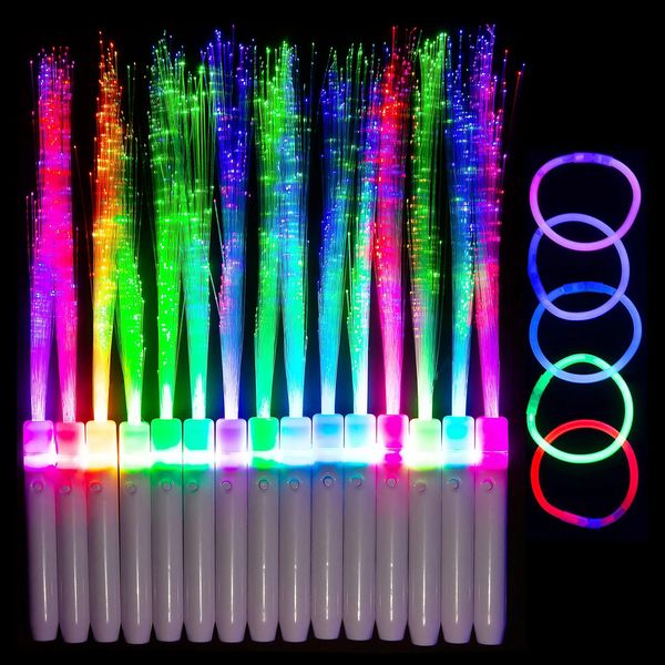 Outros suprimentos de festa festiva 20 pc fibra óptica varinha brilho varas pacote cor mudando luzes de néon sparklers e pulseira conjunto bdesybag amvup zz