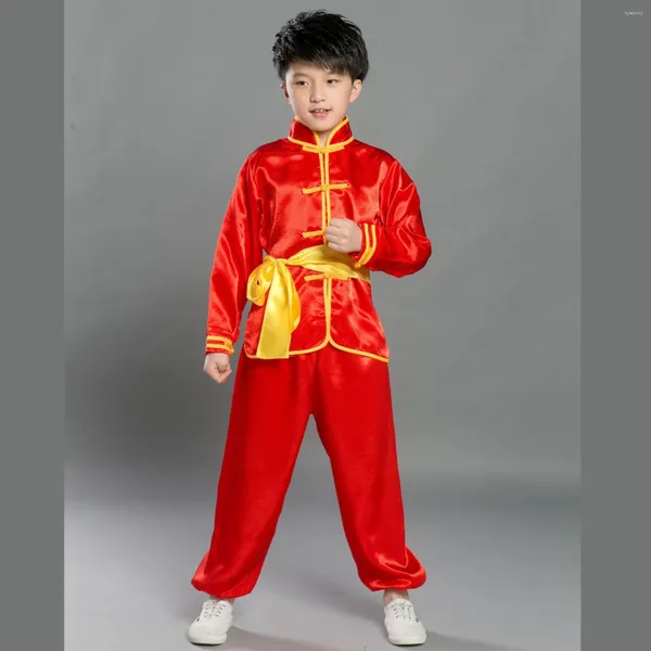 Ethnische Kleidung für Kinder, Jungen, Mädchen, Hemd, Hose, Kongfu-Performance-Uniform, chinesische Tradition, Wushu-Kostüm, Bühnenkleidung