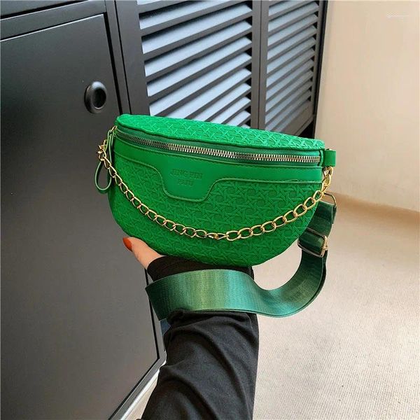 Bel çantaları zincir kadın fanny paketi yüksek kaliteli deri çanta moda omuz crossbody göğüs kadın kemer cüzdan