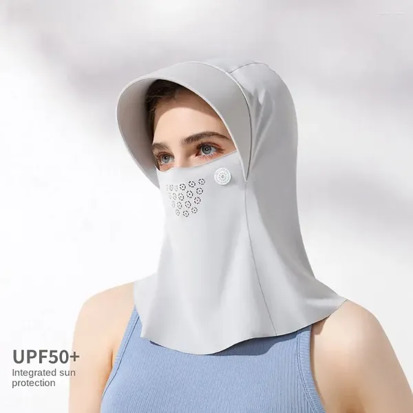 Cappellini da ciclismo Con cappuccio Maschera per la protezione solare in seta di ghiaccio Foro aperto per capelli Protezione UV Viso Tesa 3D Protezione solare Copricollo Sciarpa da donna