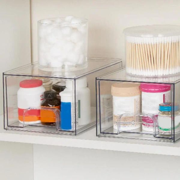 Caixas de armazenamento caixa de jóias empilhável organizador de cosméticos gaveta para banheiro contador armários capacidade maquiagem
