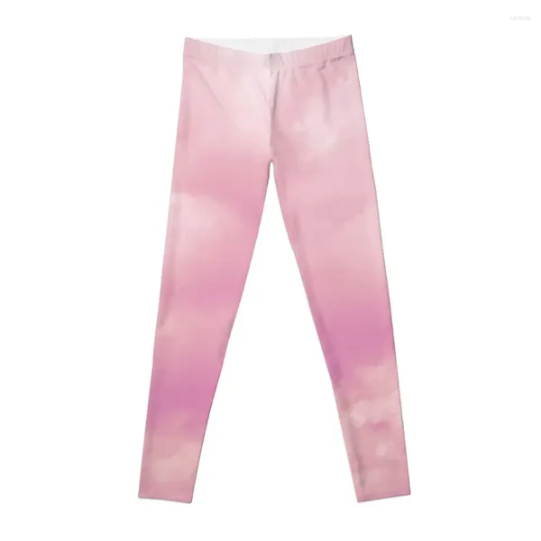 Calças ativas pastel rosa estética nuvens natureza leggings esportes para push up legging esporte feminino