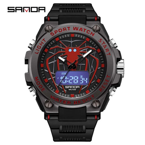 Ao ar livre nova aranha noite brilho eletrônico elegante e personalizado juventude despertador à prova dwaterproof água relógio masculino