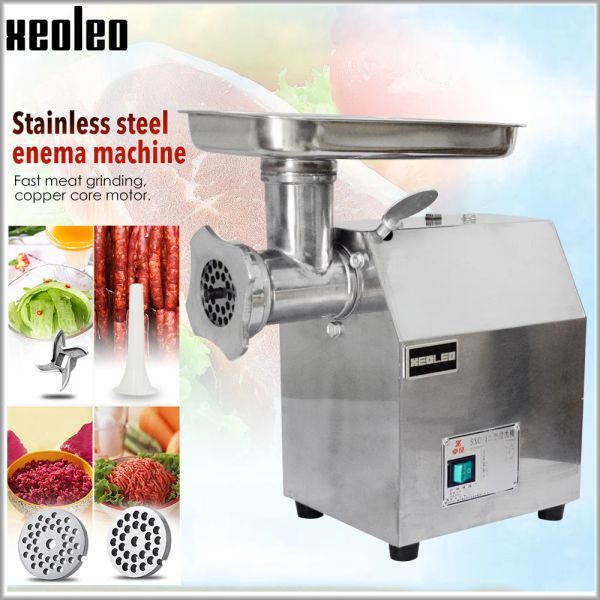 Moedores Xeoleo Moedor de Carne Comercial 120kg / H Cortador de Carne Elétrico Enema Máquina de Aço Inoxidável / Ferro Picador Função de Enchimento de Salsicha