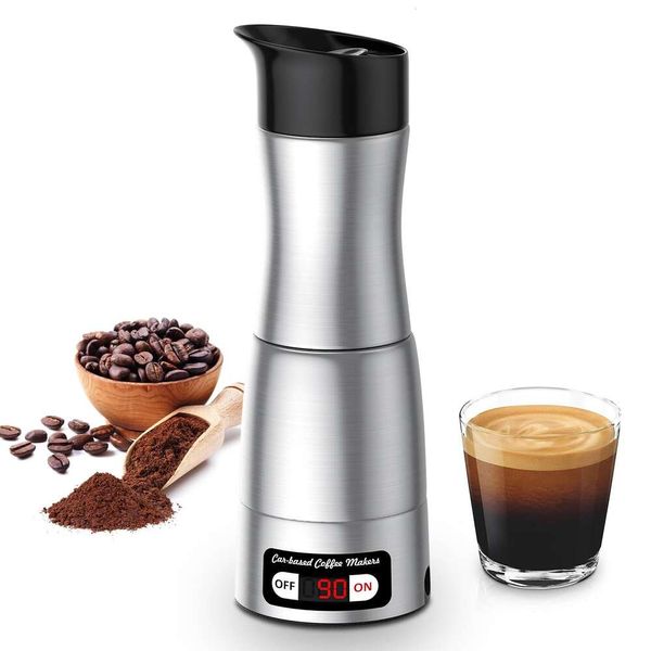 Kreeysant Portable Coffee 12 В/24 В/110 В Электрический Хайн, Самонагревающийся, 3-в-1 Travel Espresso Hine, Совместимый с молотым кофе, Подходит для кемпинга,