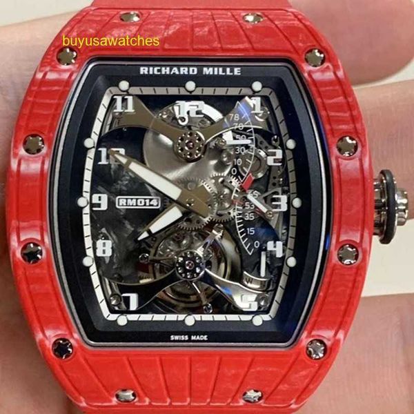 Orologio Athleisure di marca Orologio da polso RM RM014 Manuale 45 * 38,9 mm Tourbillon Big Red Magic Limited 8 Red Ntpt