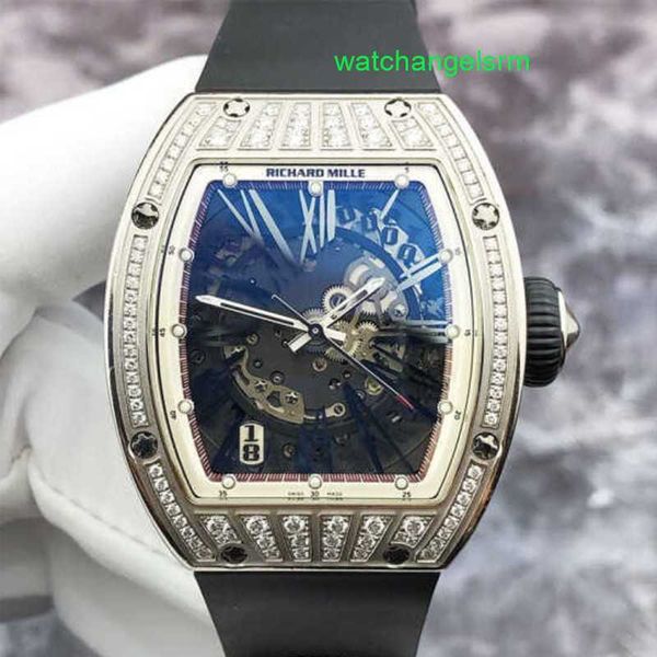 RM Watch İsviçre İzle Taktik İzle RM023 İçi Boş Out 18K Platin Orijinal Elmas Takvimi 38*45mm