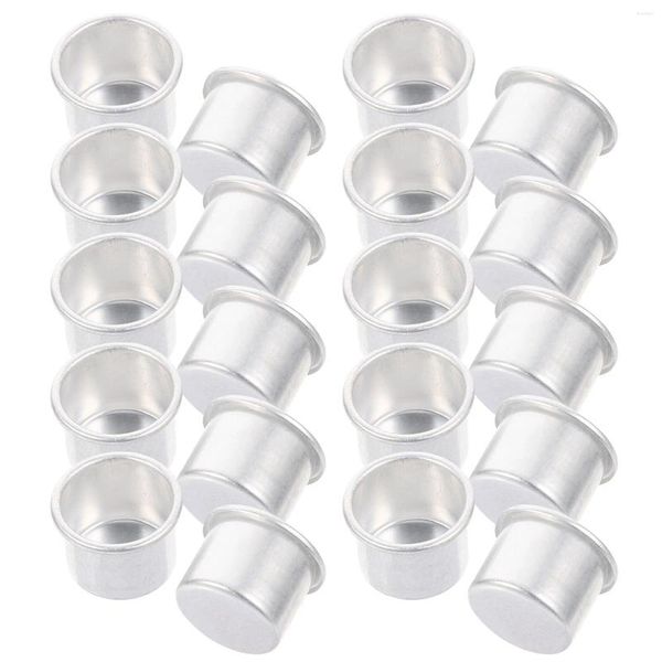 Portacandele 50 pezzi Mini tazza in metallo Candele di cera coniche Pioli votivi Candeliere in alluminio sfuso