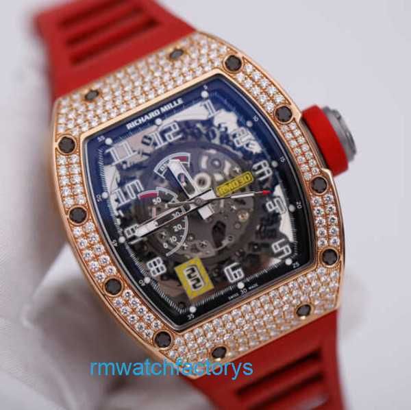 Emocionante relógio de pulso exclusivo RM Relógio RM030 Conjunto de relógio mecânico automático com T Square Diamond Rose Gold Máquinas automáticas Swiss Famous