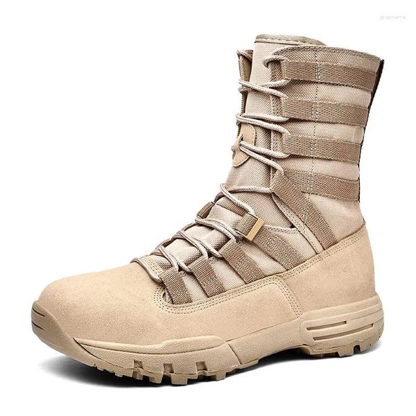 Sapatos de fitness homens botas táticas ao ar livre caminhadas trekking anti-colisão toe boné plataforma combate militar exército deserto tornozelo