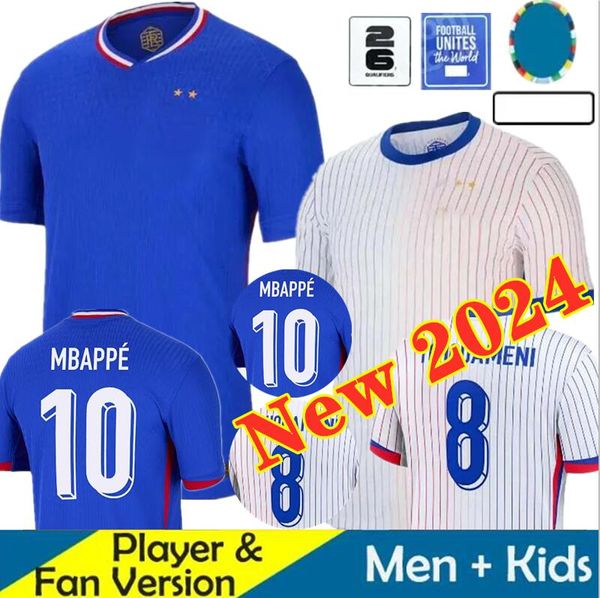 2024 French Euro Cup MBAPPE camisas de futebol GIROUD ZIDANE Benzema GRIEZMANN SALIBA PAVARD KANTE 23 24 Maillot de foot equipe Maillots mulheres homens crianças kit