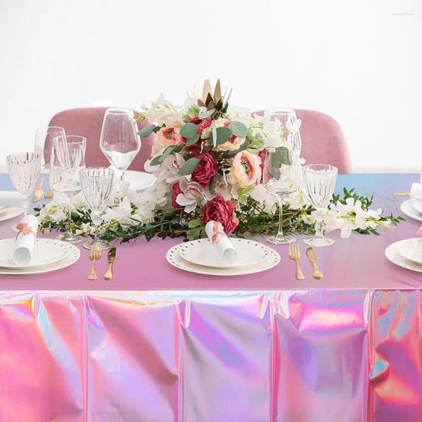 Masa bezi Su geçirmez masa örtüsü renkli folyolar için Partiler için Set Olaylar Parlak Tek Kullanımlık Lazerler Dikdörtgen Doğum Günleri