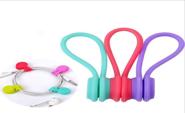 Suporte magnético para fones de ouvido, silicone macio, cabo de fone de ouvido, organizador, clipes de lapela, cabo enrolador9639995