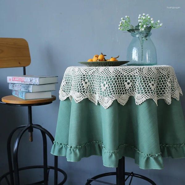 Pano de mesa peça café verde jantar almofada de crochê lugar roupas cobertor decoração copo tapete casamento antependium