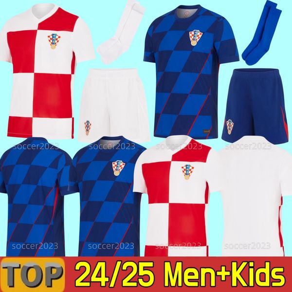 2024 Euro Copa Croácia Futebol Jerseys Modric National Team 24 25 Brekalo Perisic Camisa de Futebol Brozovic Kramaric Rebic Livakovic Homens Kits Kits Uniforme Orsic Sosa