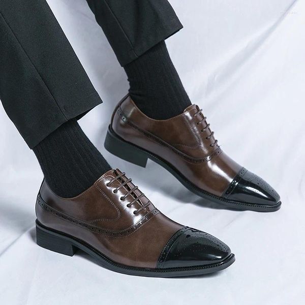 Sapatos casuais masculino clássico vestido masculino bloco de negócios escultura escritório cusp homens festa casamento oxfords tamanhos 38-46