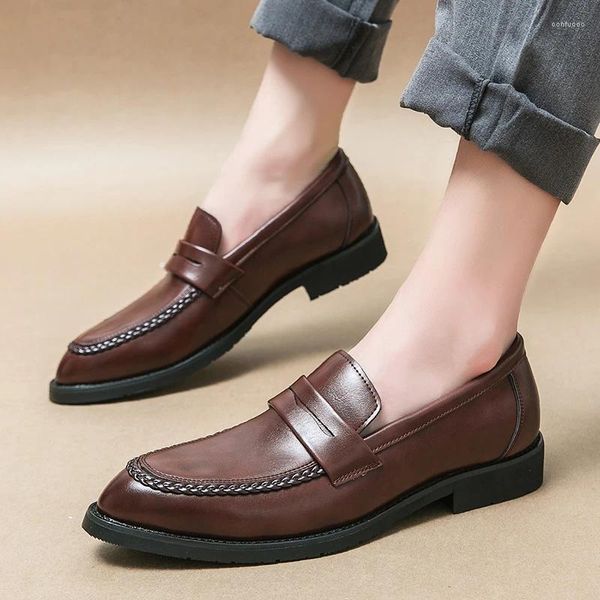 Scarpe casual in stile retrò da uomo in pelle da lavoro, festa di nozze per uomo, mocassini di qualità, scarpa formale da ufficio morbida in vera mucca