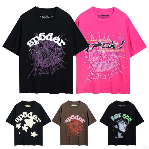 мужские рубашки футболка sp5der мужские дизайнерские футболки Thug 55555 Хип-хоп повседневный розовый паук женская дизайнерская одежда топы толстовка графическая футболка уличная футболка sp5der