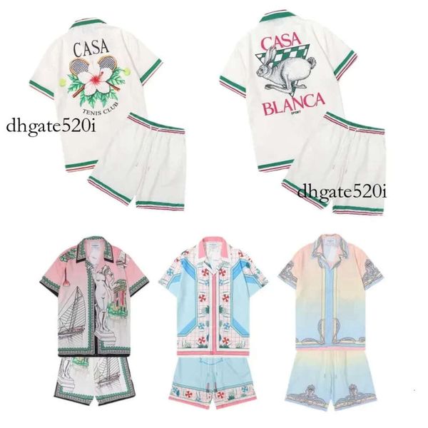 casablanca casa blanca set casablancas männer hemd frauen Casablanca Womens Lovers Hawaii Urlaub Strand Schwimmen Casual Hemd Shorts Set Masao San